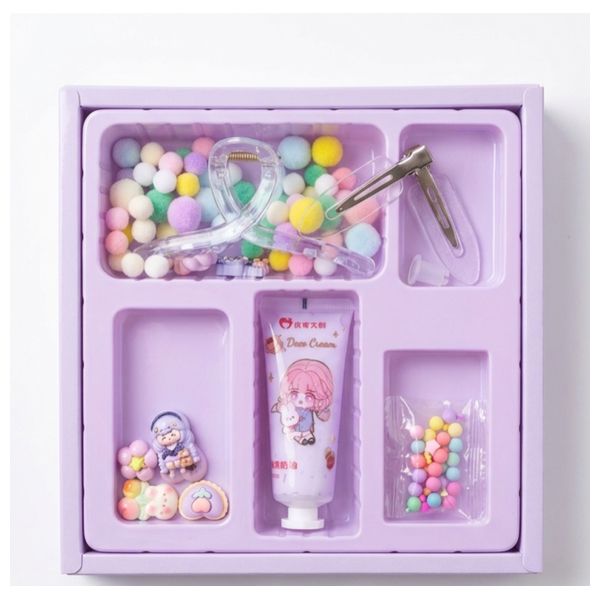  iZoeL DIY Hair Accessory Set - Creative Kids Craft Kit - Purple 