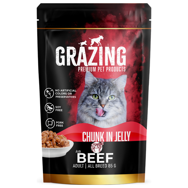 Grazing Chunk in Jelly Beef Cat Food - 85g