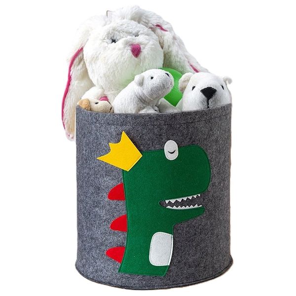  Toy Basket For Kids - Dinosaur Shape -  Greenish Gray 