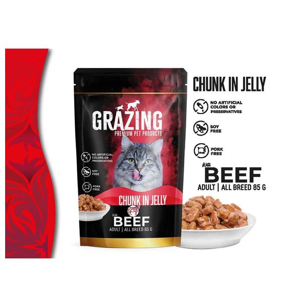 Grazing Chunk in Jelly Beef Cat Food - 85g