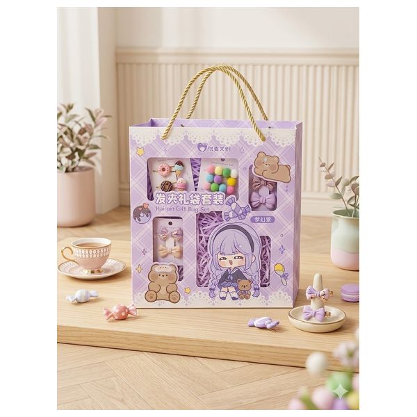  iZoeL DIY Hair Accessory Set - Creative Kids Craft Kit - Purple 