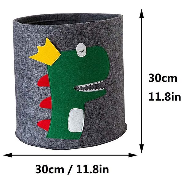  Toy Basket For Kids - Dinosaur Shape -  Greenish Gray 