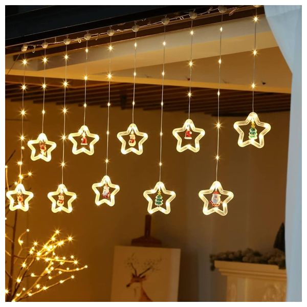  LessMo x001mqv0kn - Christmas LED Star String Lights with Festive Ornaments - 3M - Warm White 