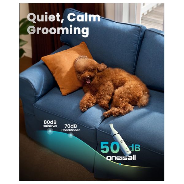  Oneisall Quiet Pet Grooming Trimmer for Dogs and Cats - White 