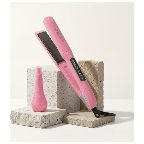  Enzo en-5301 - Hair Straightener With keratin Serum - Professional Tourmaline Ceramic Flat Iron - Pink 