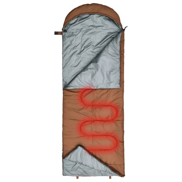  Porodo Lifestyle Camping Sleeping Bag with Heat Function - Brown 