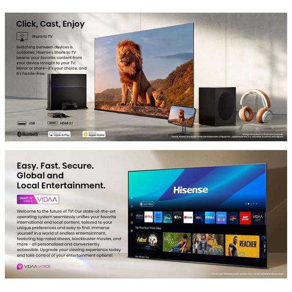  شاشة هايسنس فئة 43Q61Q - حجم 43 انج بدقة 4K QLED تحديث 60 هرتز - نظام التشغيل VIDAA الذكي - اسود 