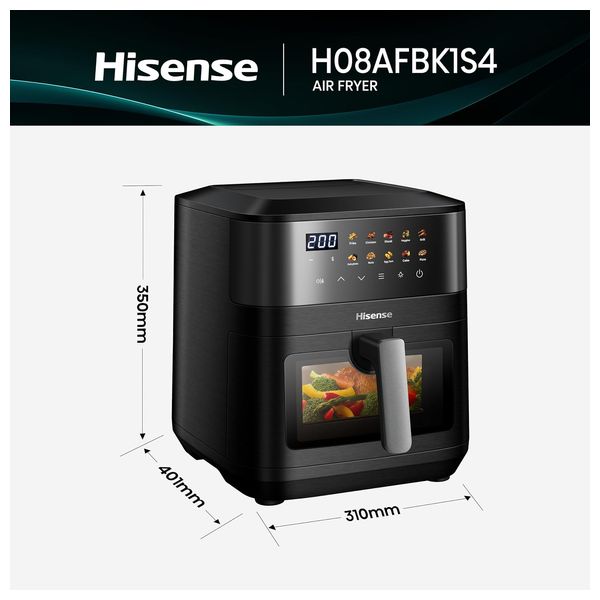  قلاية هوائية هايسنس H08AFBK1S4 - رقمية بشاشة لمس - 2100 واط - 8 لتر - اسود 