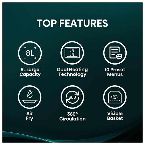  قلاية هوائية هايسنس H08AFBK1S4 - رقمية بشاشة لمس - 2100 واط - 8 لتر - اسود 