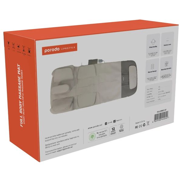  Borodo Lifestyle Full Body Massage Mat - Smart Heat - Vibration & Air Pressure Massage - 12V/48W - Gray 