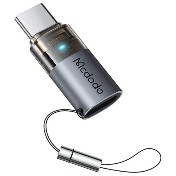  McDodo Lightning to USB-C Adapter - 60W Charging Power - Indicator Light - Gray 