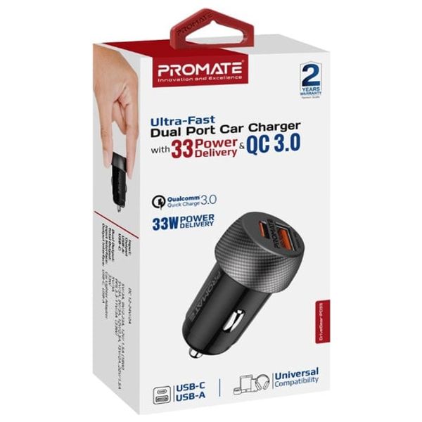  Promate Car Charger - 33W - Black 