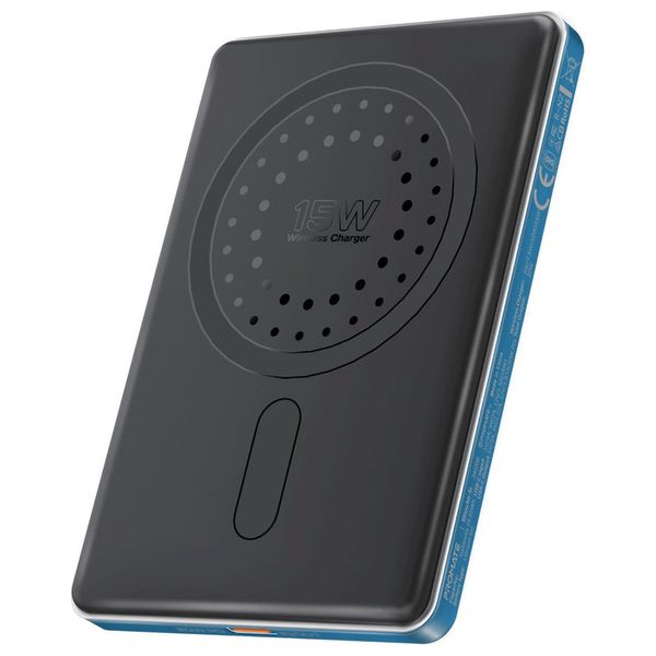  باور بانك بروميت - لاسلكي ماك سيف - بسعة 5000 مللي امبير - شحن 15 واط - منفذ يو اس بي سي 20 واط - ازرق 