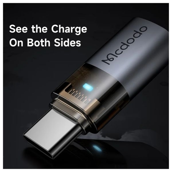  McDodo Lightning to USB-C Adapter - 60W Charging Power - Indicator Light - Gray 