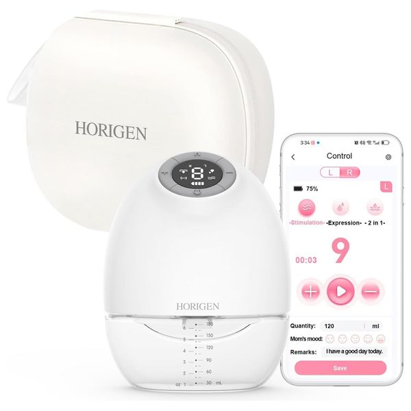 Horigen - Smart Electric Breast Pump - Quiet and Comfortable Hands-Free - White