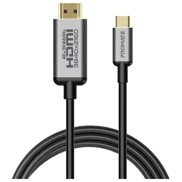  Promate HDMI to USB-C Cable - 1.8m - Black 