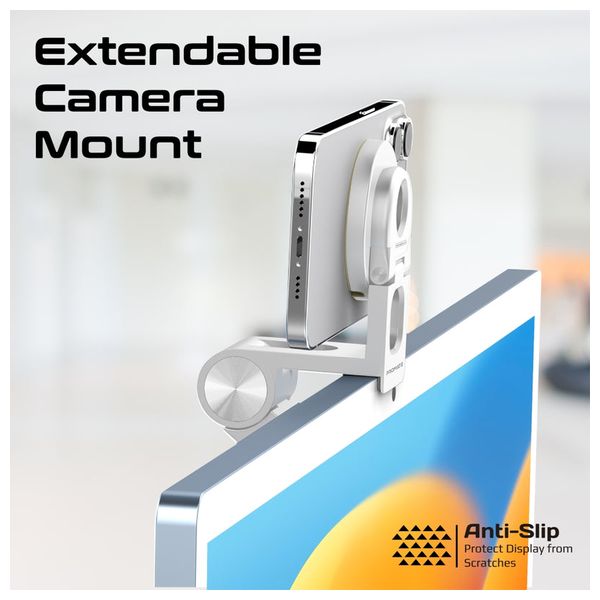 حامل هاتف مغناطيسي بروميت - متوافق مع ماك سيف - قابل للتمديد والطي - ابيض