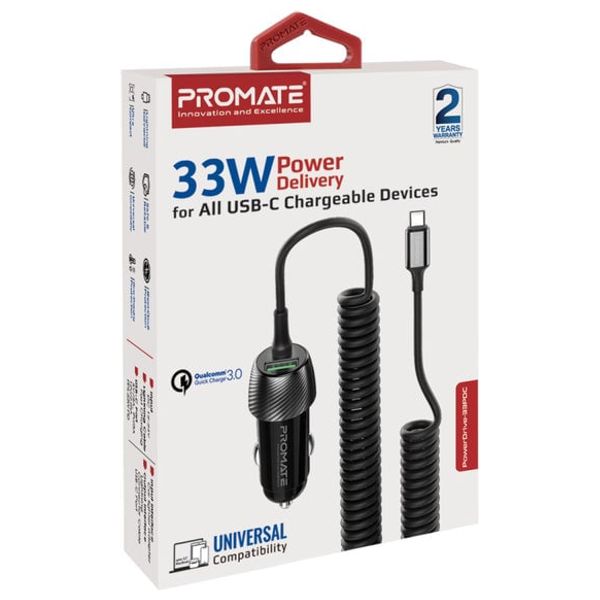  Promate Car Charger - 33W - Black 