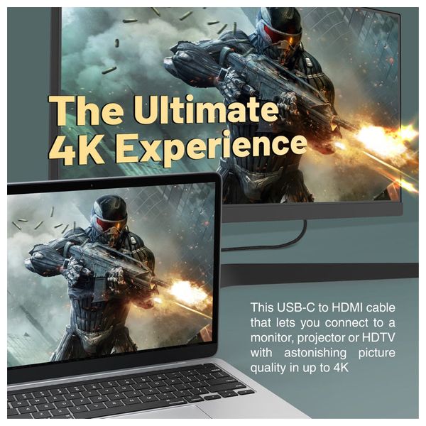  Promate HDMI to USB-C Cable - 1.8m - Black 