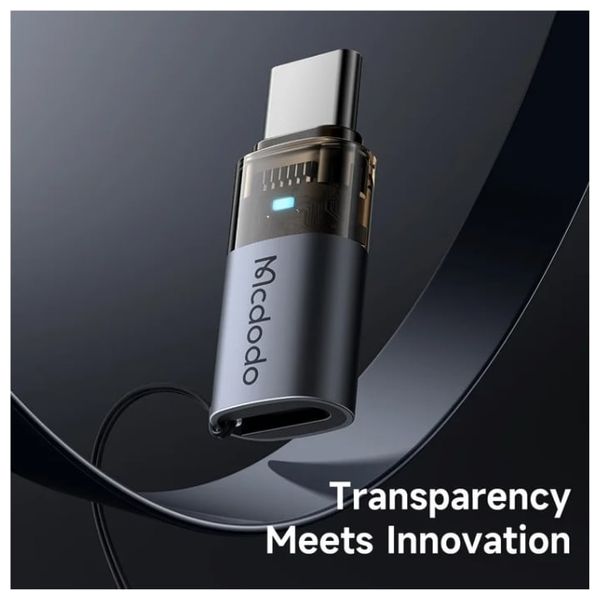  McDodo Lightning to USB-C Adapter - 60W Charging Power - Indicator Light - Gray 