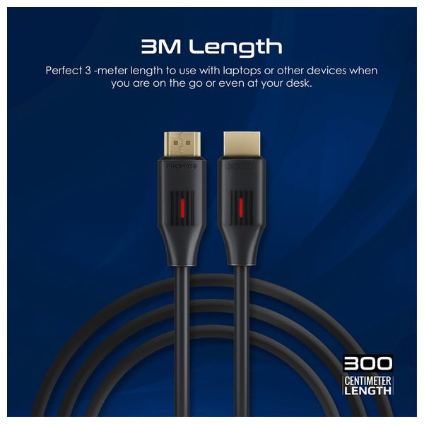 كيبل اتش دي ام اي بروميت - 3 متر - 60 هيرتز - 4k - اسود