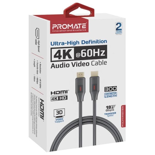 كيبل اتش دي ام اي بروميت - 3 متر - 60 هيرتز - 4k - اسود