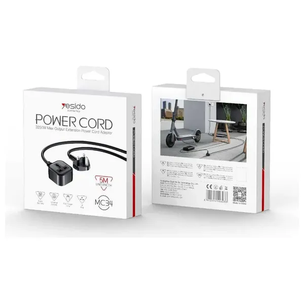  Yesido MC34 Power Cord - 5M- Black 