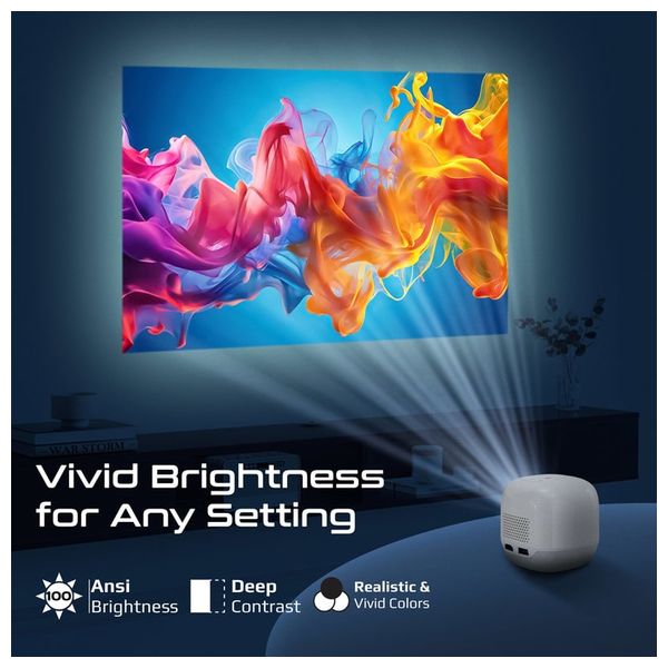  جهاز عرض بروميت -  لاسلكي - شاشة عرض حتى 200 انج - تقنية DLP - دقة 4K المدعومة - 8400 مللي أمبير - وقت تشغيل حتى 3 ساعات - ابيض 