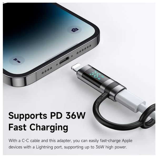  McDodo USB-C to Lightning Adapter - Digital Display - 36W - Gray 