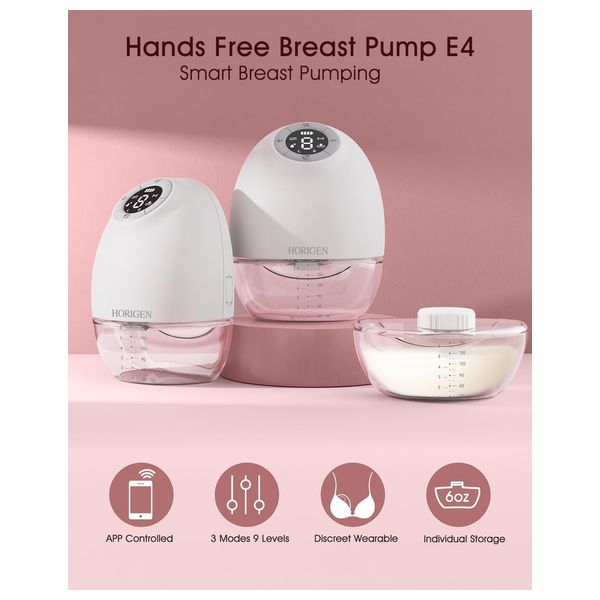 Horigen - Smart Electric Breast Pump - Quiet and Comfortable Hands-Free - White