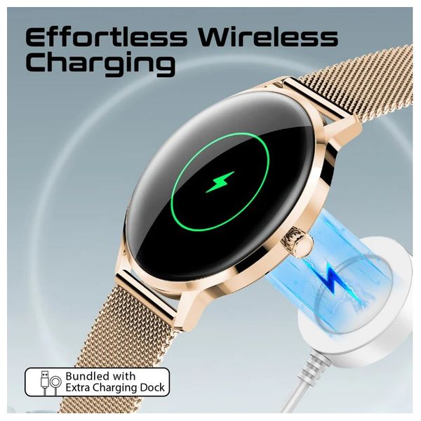 ساعة ذكية بروميت - اتصال بلوتوث - شاشة 1.32 انج - اموليد - 200 مللي أمبير - ذهبي