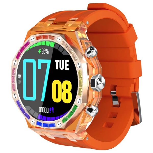  ساعة ذكية  بورودو - شاشة اموليد مقاس 1.43 انج - اتصال بلوتوث - بطارية تدوم 15 يوم - برتقالي 
