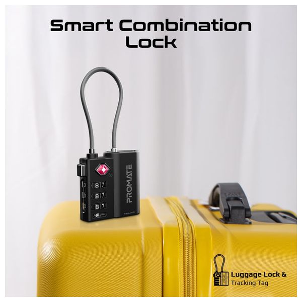  Promate Smart Luggage Lock with Accurate Tracking - TSA Approved - Works with Apple Find My App - Bluetooth 5.2 