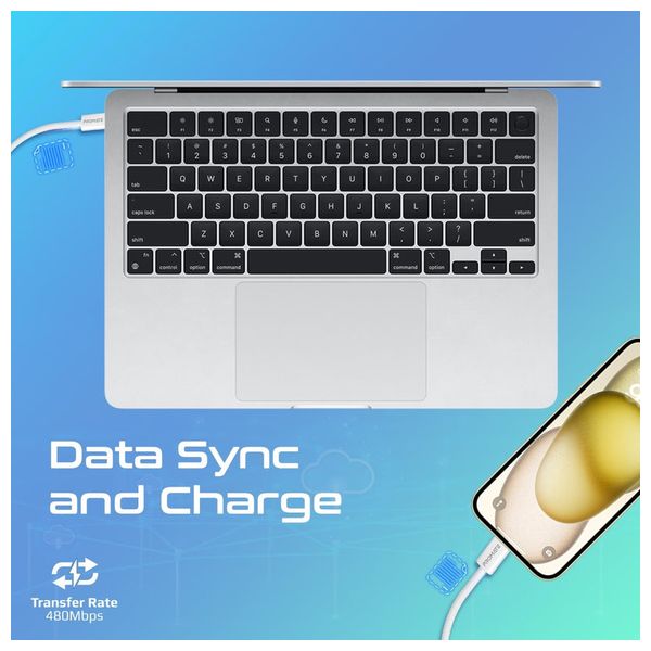  Promate USB-C to Lightning Charging Cable - 27W - 1.2m - White 
