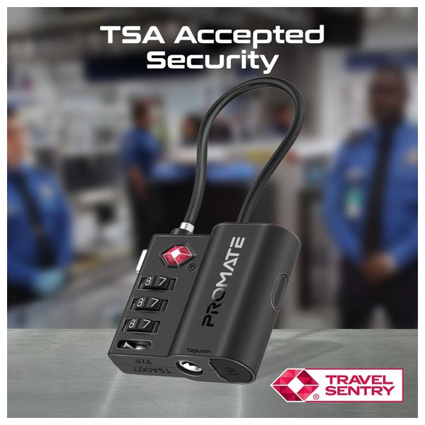  Promate Smart Luggage Lock with Accurate Tracking - TSA Approved - Works with Apple Find My App - Bluetooth 5.2 