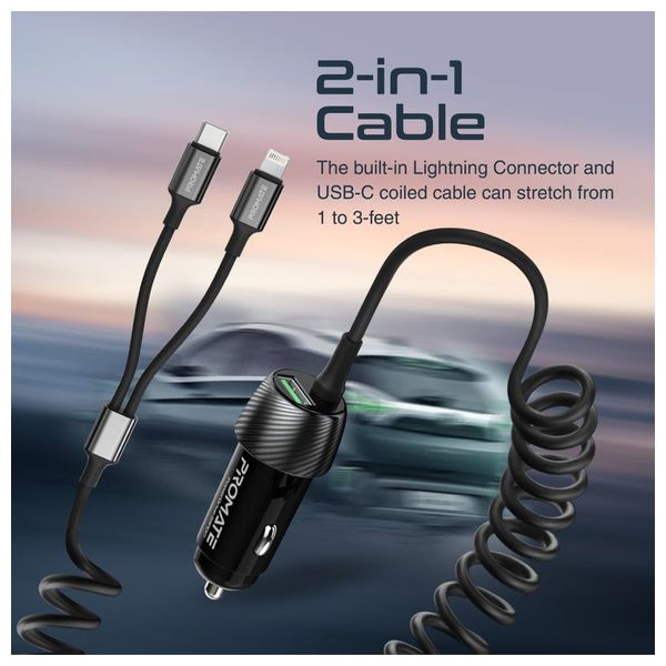  Promate Car Charger - 33W - Black 