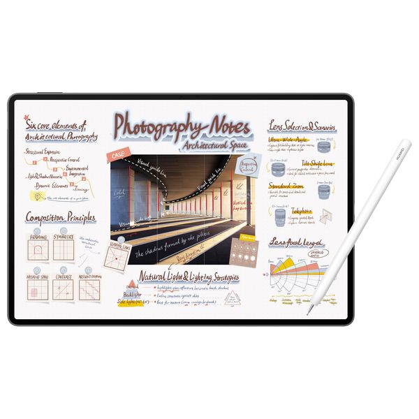 قلم ذكي هواوي ام - بينسل برو - خامات ناعمة وخفيفة - شكل سداسي مستدير مريح في اليد - ابيض