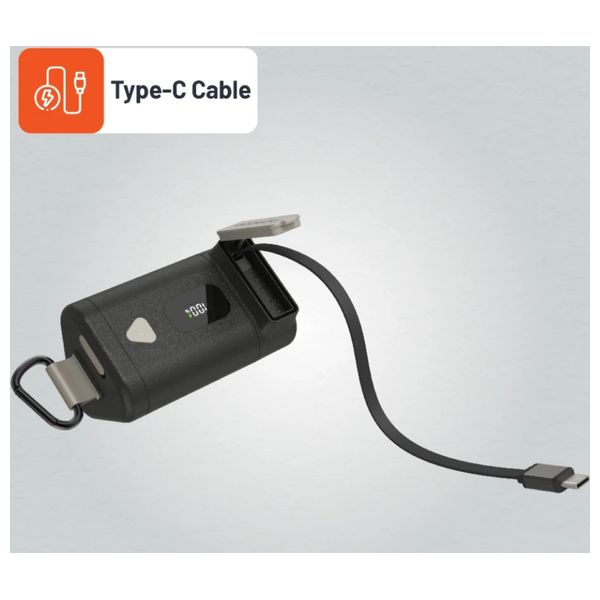 باور بانك بورودو - 15000 مللي امبير - كيبل يو اس بي سي مدمج وقابل للسحب - قوة 65 واط  - شاشة رقمية - أسود