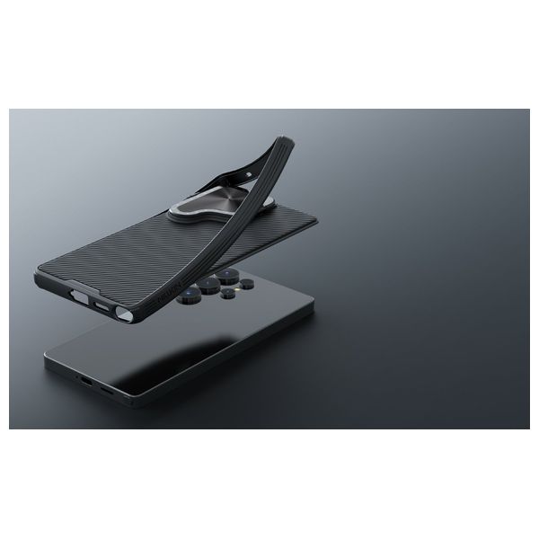  كفر نيلكن 3823 - سامسونج جالاكسي S25 ألترا - غطاء عدسة وحامل، مقاوم للصدمات - أسود 