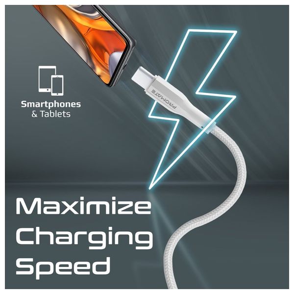 Promate USB-A to USB-C Charging Cable - 2 m - White 