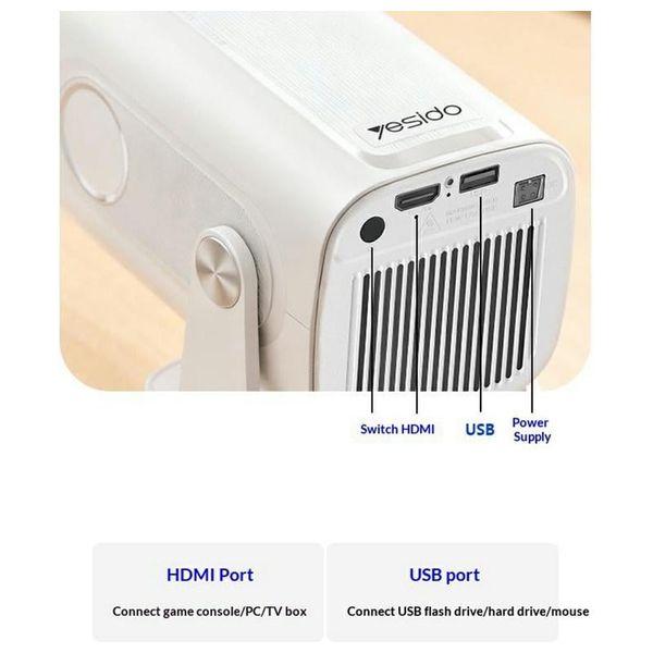  Yesido TV16 Smart Projector, 1080P - Auto Focus & Correction - White 