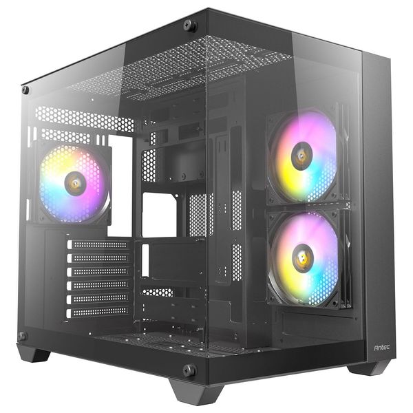  ANTEC	Computer Case - Panoramic Tempered Glass, 3 Fans, Supports ATX/Micro-ATX/ITX, USB 3.0/2.0 Ports and HD Audio - Black 