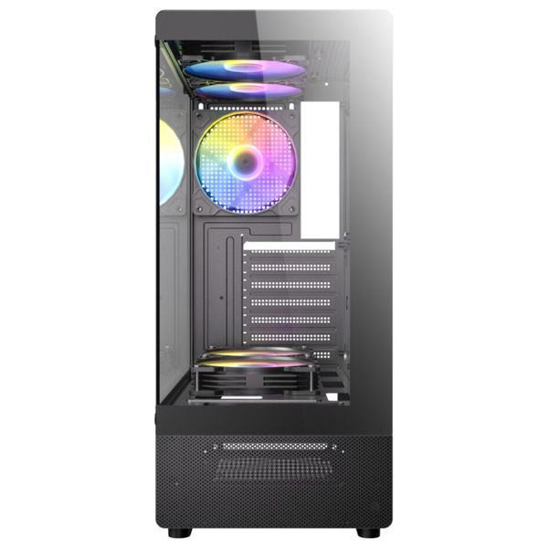  Antec Computer Case - Tempered Glass, 5 ARGB Fans, USB 3.0/2.0 Ports, Supports ATX/Micro-ATX/Mini-ITX, Black 