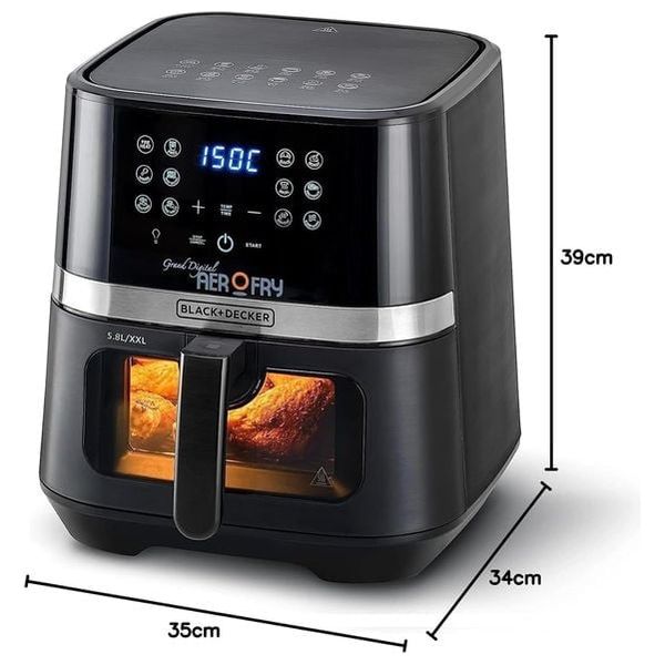  Black & Decker - Air Fryer - 5.8 L - 1800 W- Black 