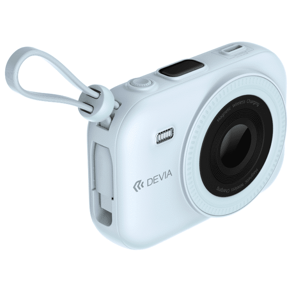  باور بانك ديفيا المغناطيسي - سعة 9600 مللي امبير، شحن سريع 22.5 واط، شحن لاسلكي حتى 15 واط، كيبلين مدمجين -  ازرق 