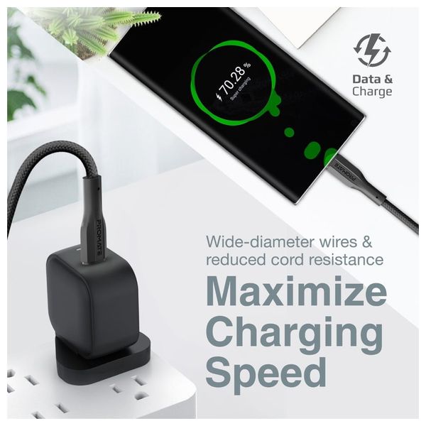  Promate USB-C to USB-C Charging Cable - 60W - 1 m - Black 