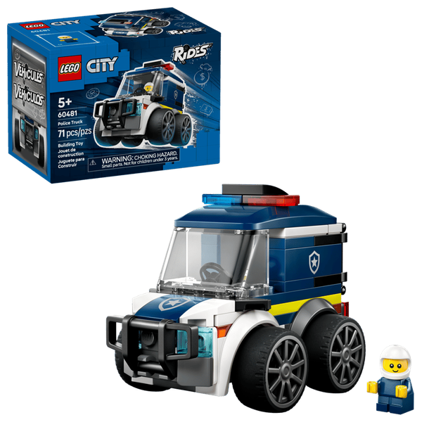  لعبة ليغو سيتي رايدز شاحنة الشرطة 60481 - مجسم سيارة شرطة صغيرة مع شخصية - 71 قطعة 