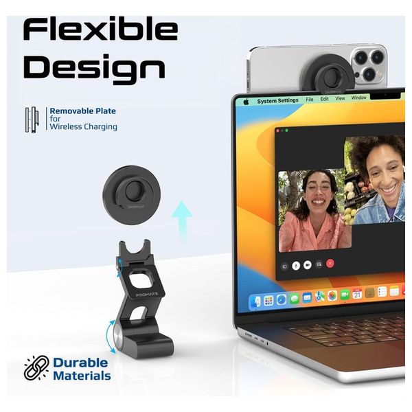 حامل هاتف مغناطيسي بروميت - متوافق مع ماك سيف - قابل للتمديد والطي - اسود