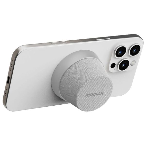  مكبر صوت لاسلكي محمول موماكس - تثبيت مغناطيسي - تقنية TWS - مقاوم للماء IPX6 - بطارية 12 ساعة - سلفر 