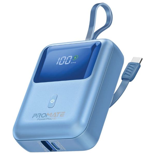  باور بانك بروميت - 10000 مللي امبير - بقوة 35 واط - مع كيبل يو اس بي سي - ازرق 